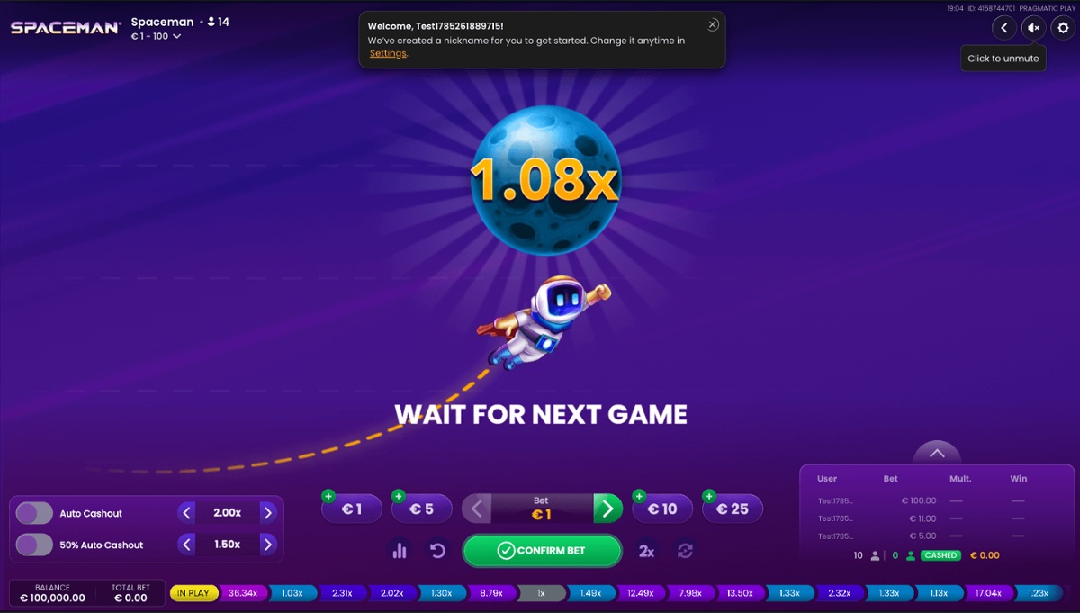 Spaceman crash online casino games